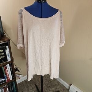 Torrid Size 4 Light Pink Sweater Tee with Lace Sleeves